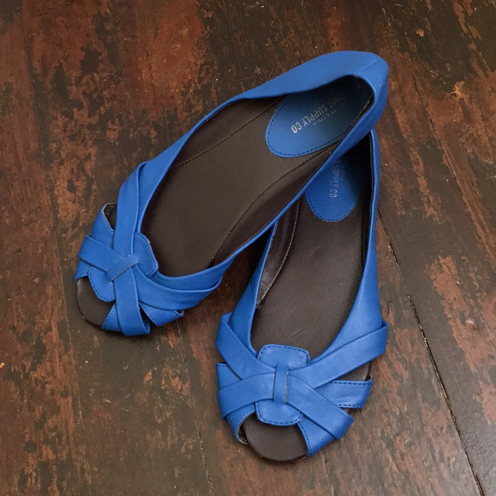 Blue Peeptoe Flats